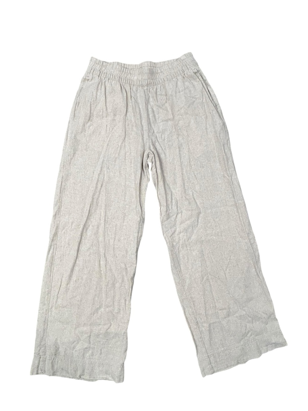 Old Navy Linen Blend Wide Leg Pants Flowy Elastic Waist Women’s S Ankle 28-32x27